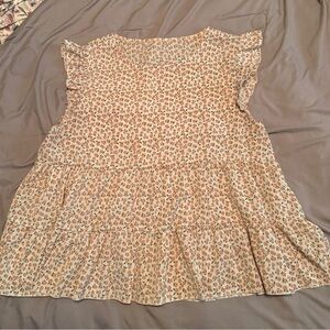 SHEIN Cream and Brown Floral Blouse